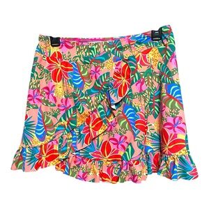 Colorful Floral Ruffle Skirt